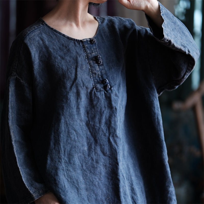 Camisa Oversize de Lino Vintage Breeze para Mujer – Ligera y Transpirable