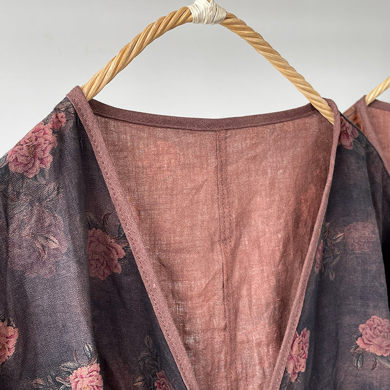 Robe kimono bohème fleurie
