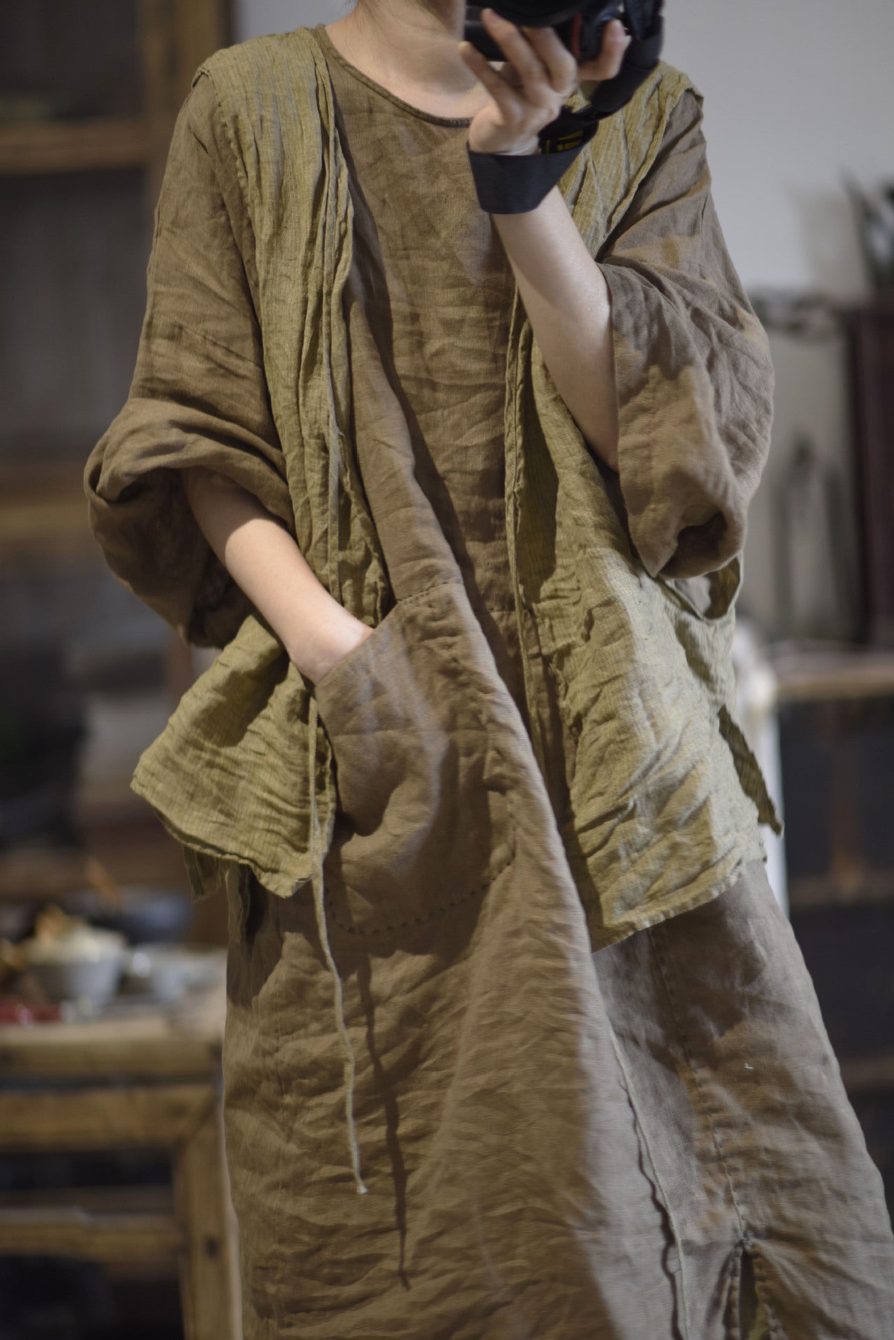 Tunique surdimensionnée en rami lavé