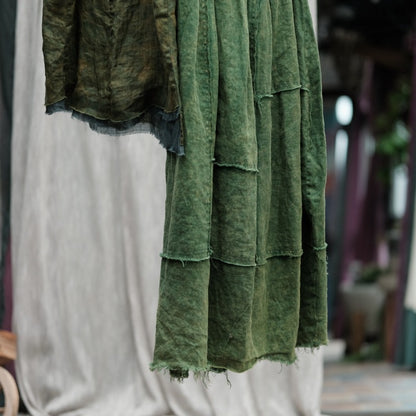 Vintage Linen Breeze Maxi Skirt