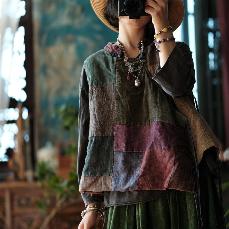 Gilet cache-cœur patchwork vintage