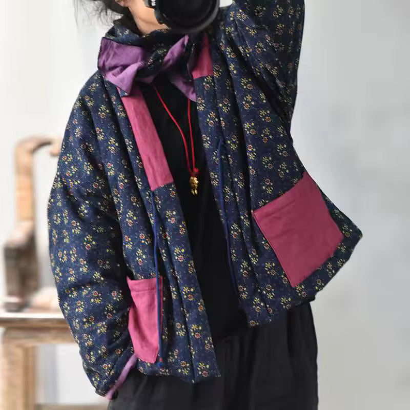 Veste matelassée à fleurs patchwork vintage