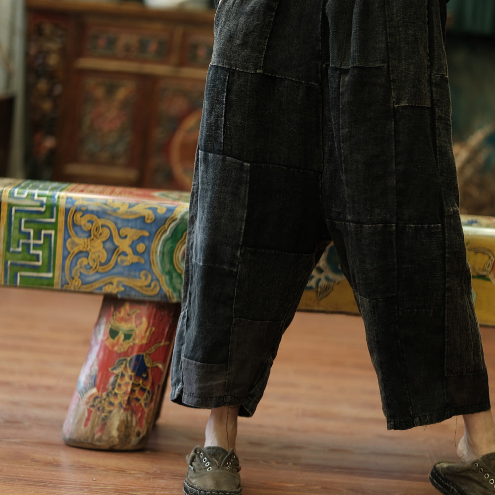 Pantalon de printemps patchwork vintage