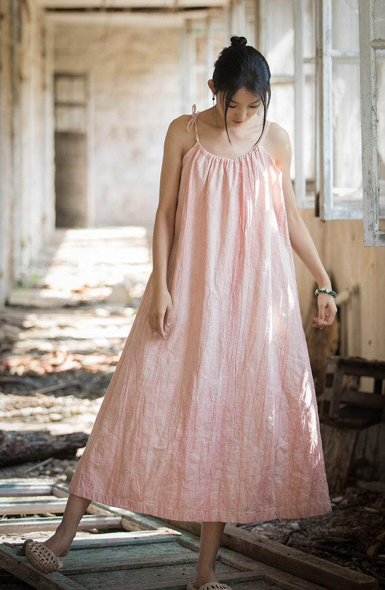 Robe bohème en lin ramie et brise