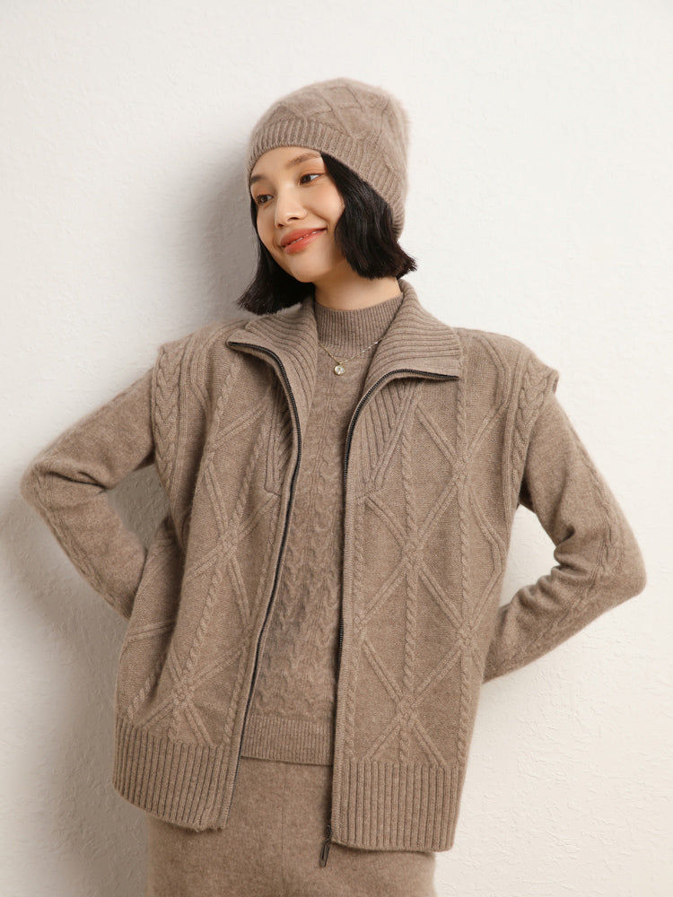 Gilet en tricot de laine et cachemire