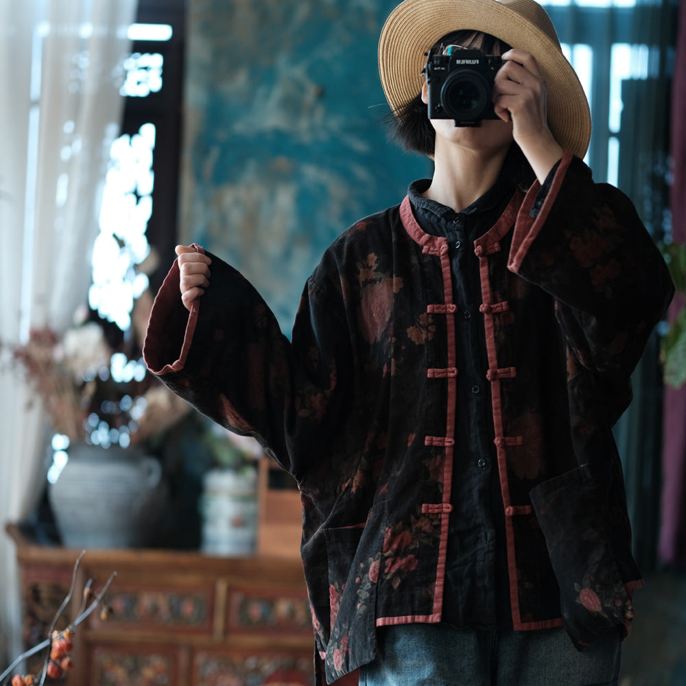 Veste en velours à fleurs vintage