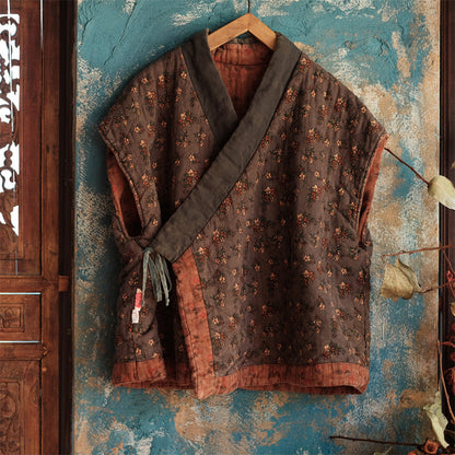 Daisy Vintage Double-Breasted Vest — grey side, front view | COANDMI Studio