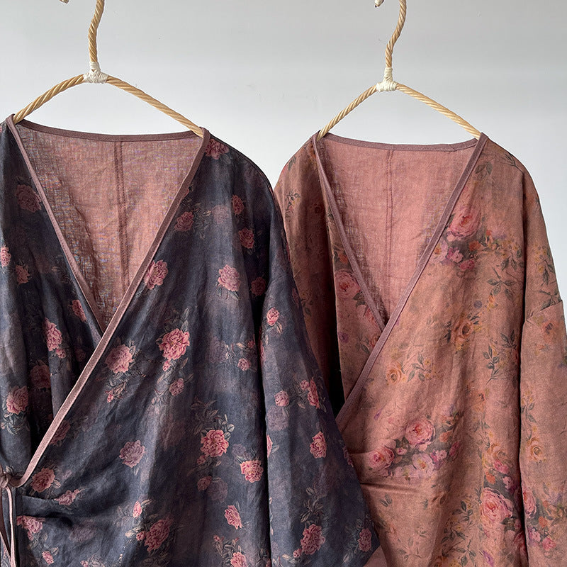 Robe kimono bohème fleurie