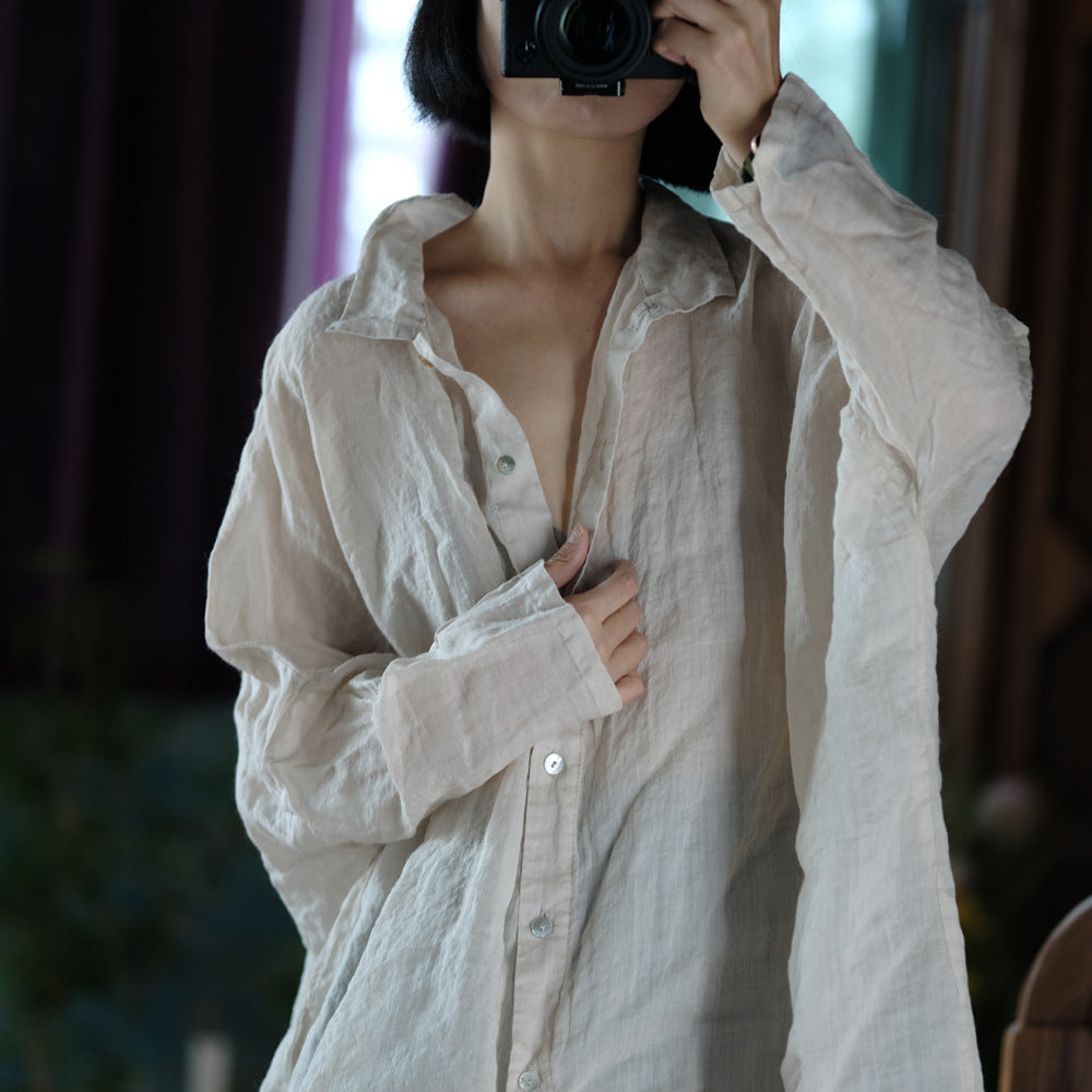 Chemise vintage surdimensionnée en lin