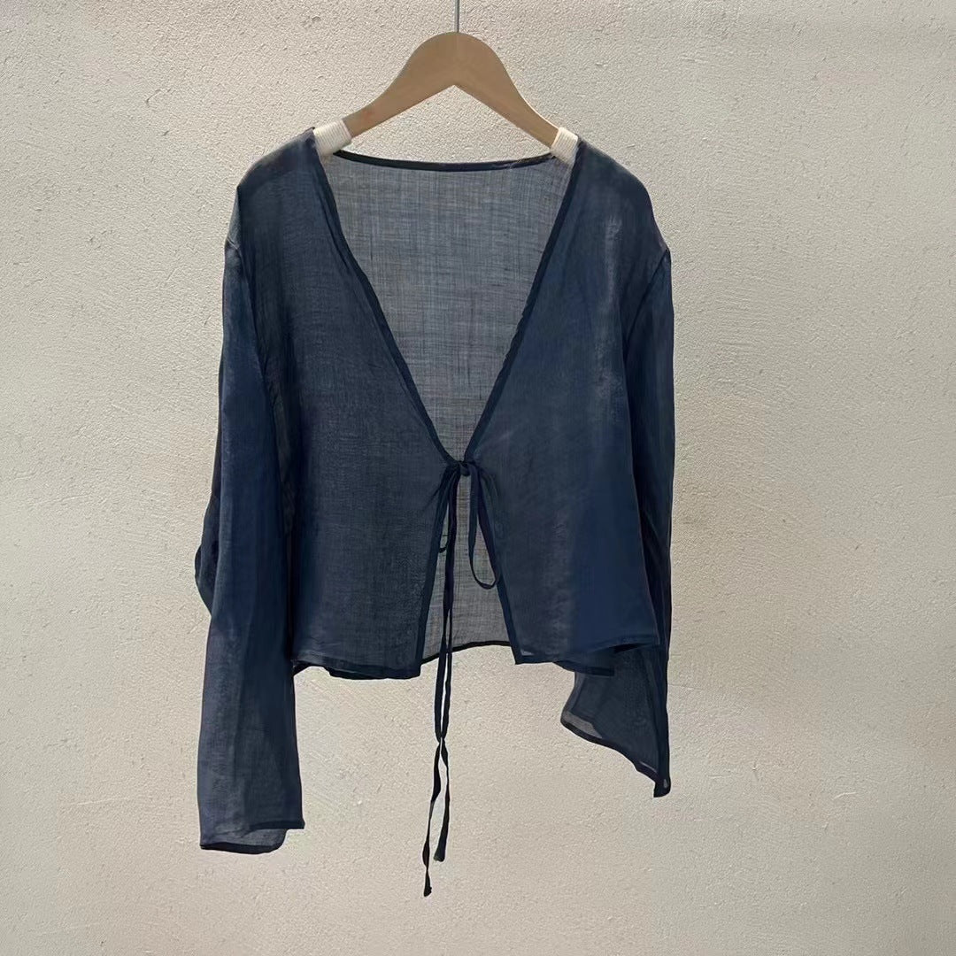 Chemisier en lin à nouer Rami