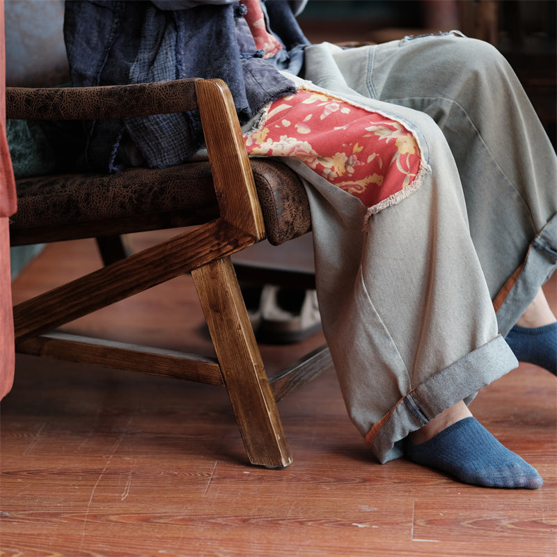 Pantalon en jean patchwork vintage Bloom