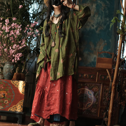 Vintage Bloom Linen Blouse