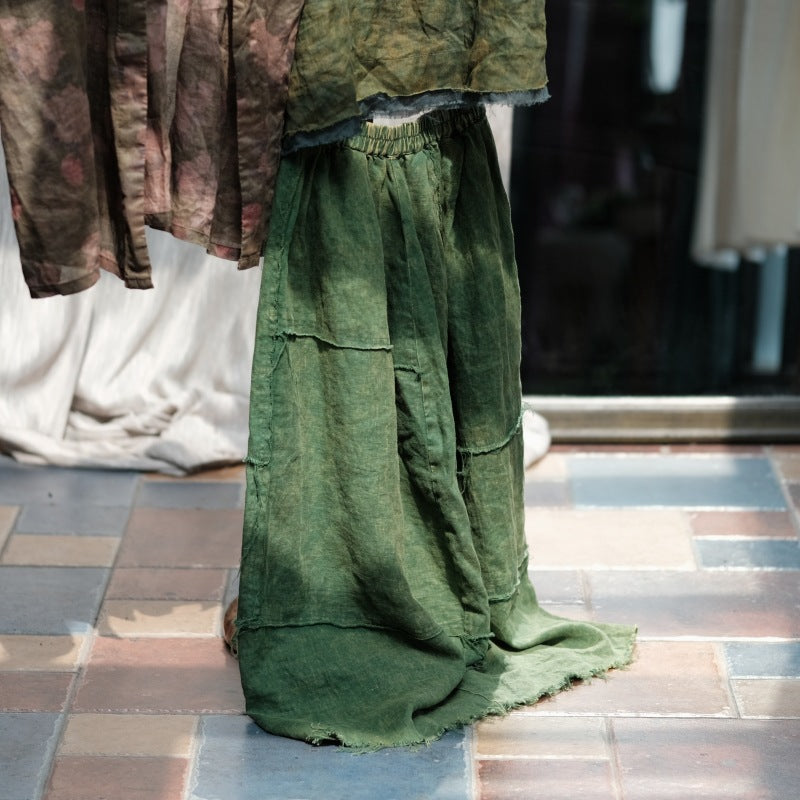 Vintage Linen Breeze Maxi Skirt