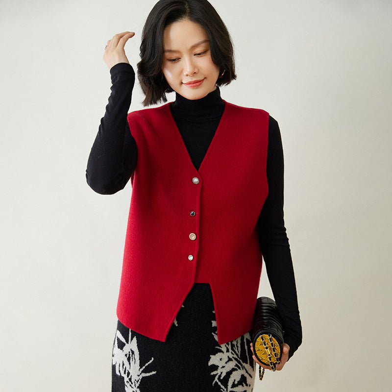 Gilet vintage en laine et cachemire avec détails boutonnés