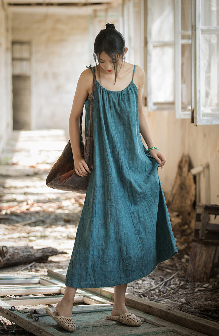 Robe bohème en lin ramie et brise