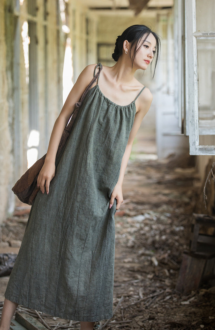 Robe bohème en lin ramie et brise