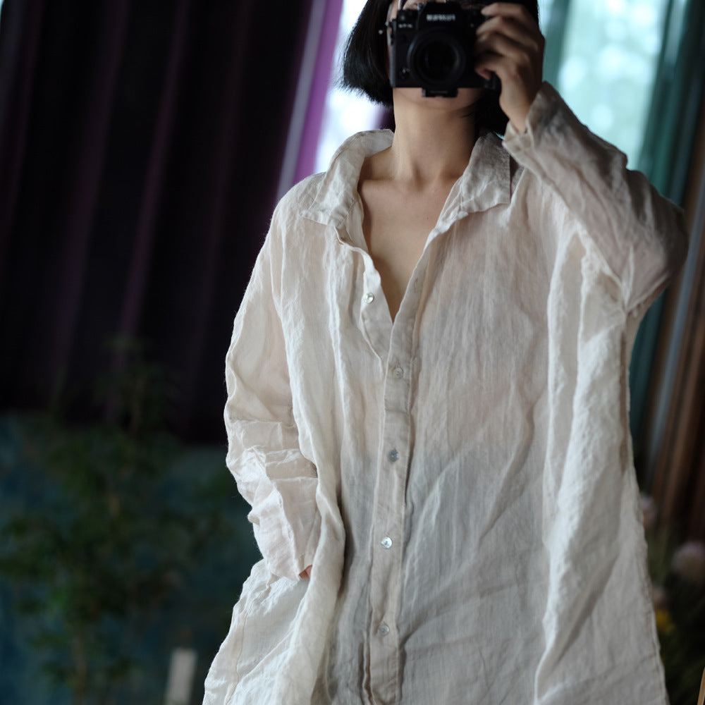 Chemise vintage surdimensionnée en lin