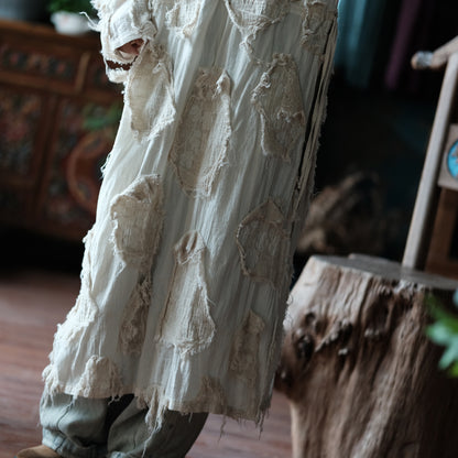 Robe tunique patchwork écrue