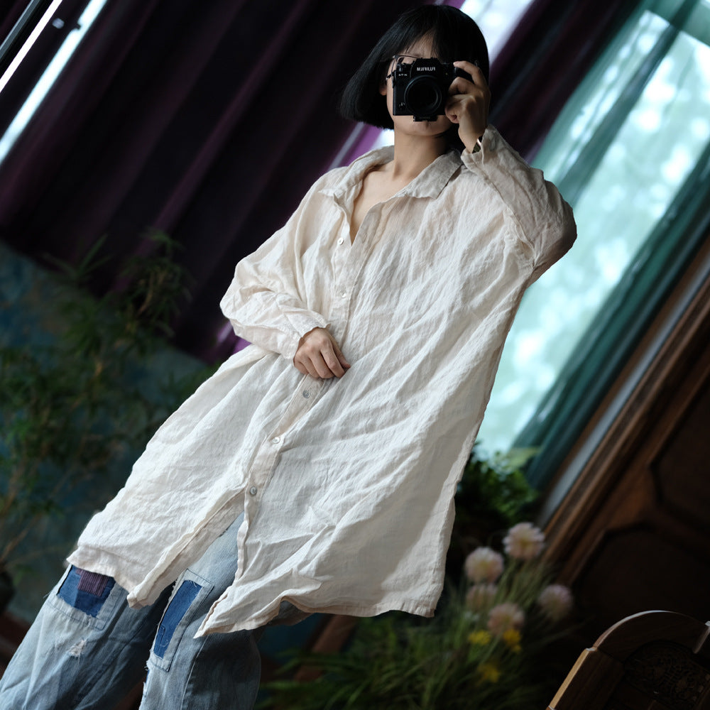 Chemise vintage surdimensionnée en lin