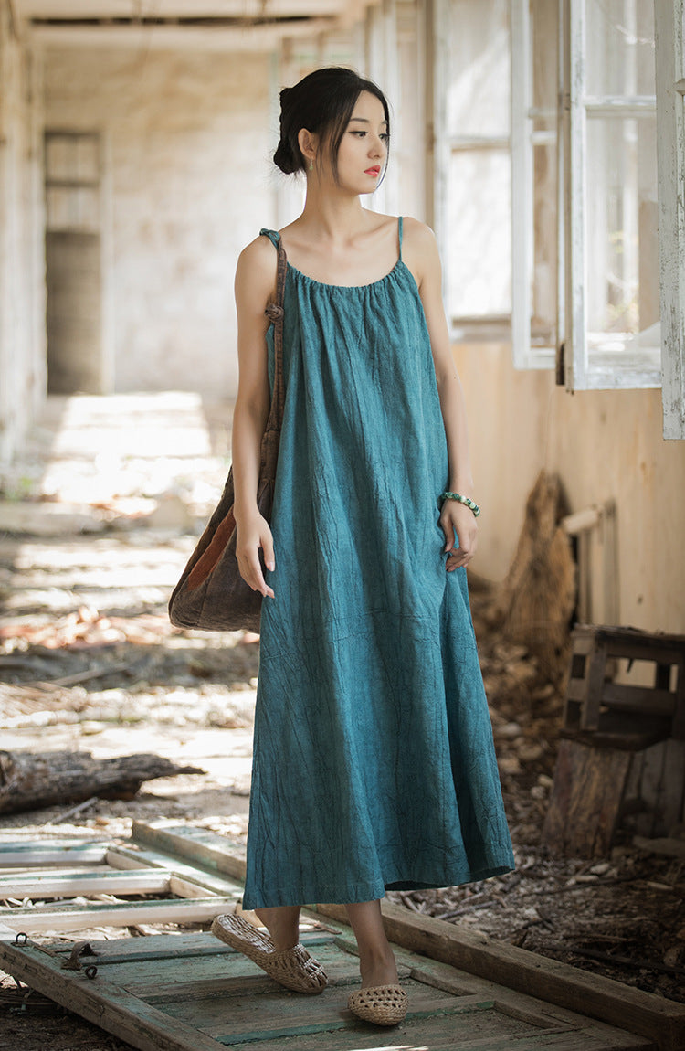 Robe bohème en lin ramie et brise