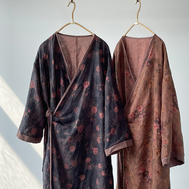 Robe kimono bohème fleurie