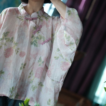 Chemisier vintage à fleurs et coupe-vent
