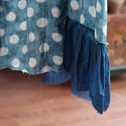 Azure Polka Linen Summer Dress