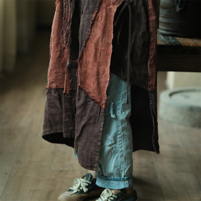 Robe vintage en lin patchwork