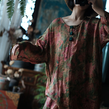 Women's Vintage Ramie Blouse | Oversized Lightweight Natural Shirt