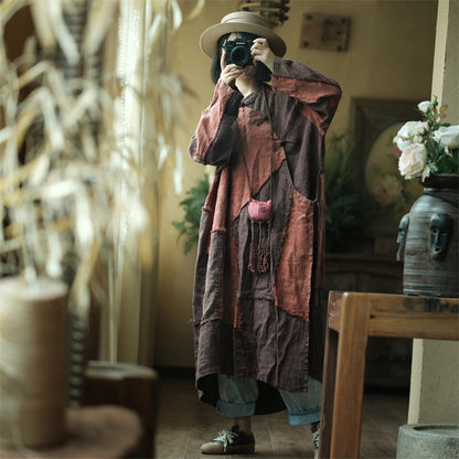Robe vintage en lin patchwork