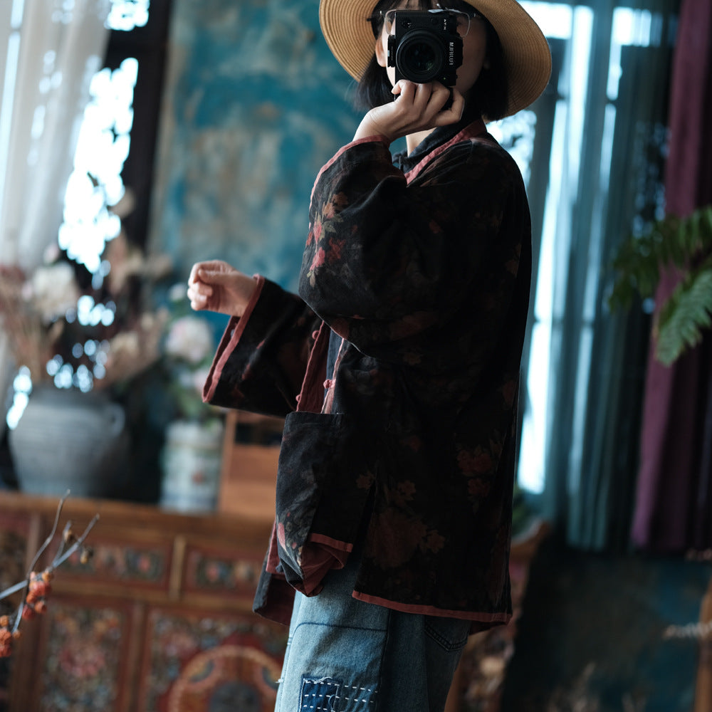 Veste en velours à fleurs vintage