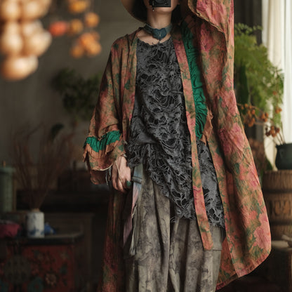Vintage Floral Ramie Long Kimono