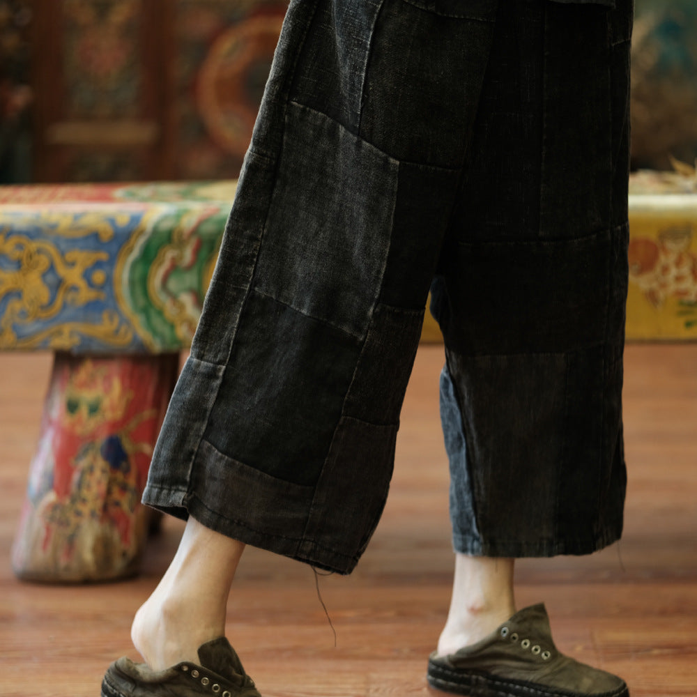 Pantalon de printemps patchwork vintage