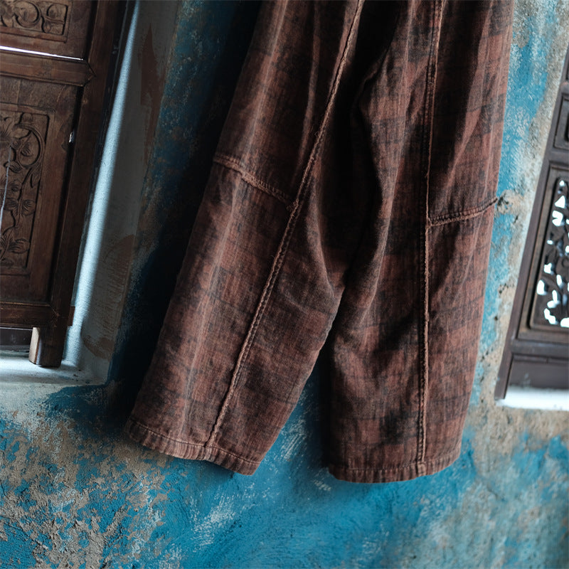 Pantalon en lin à fleurs vintage