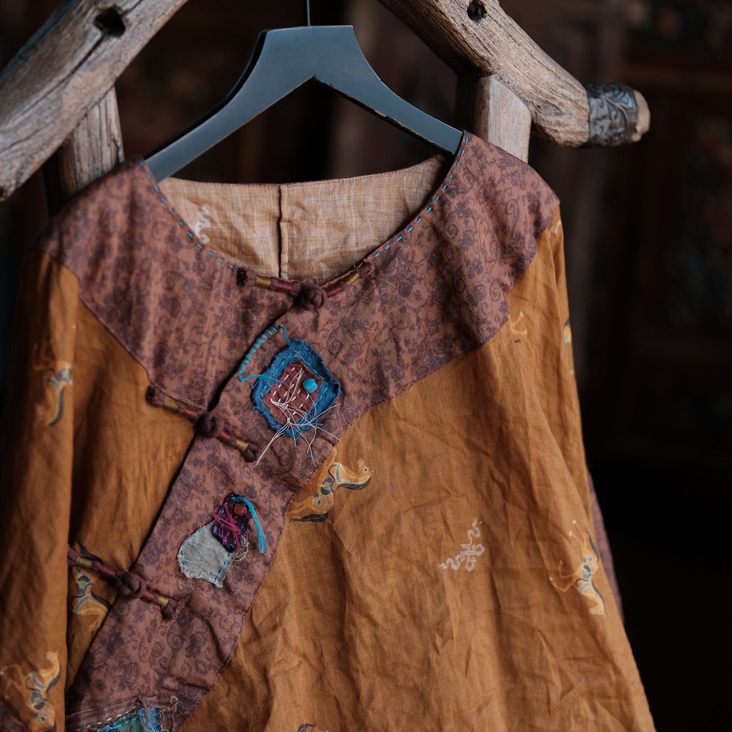 Vintage Mosaic Ramie Blouse