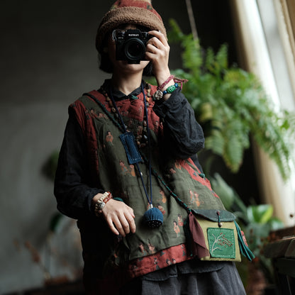 Gilet en lin à motif vintage