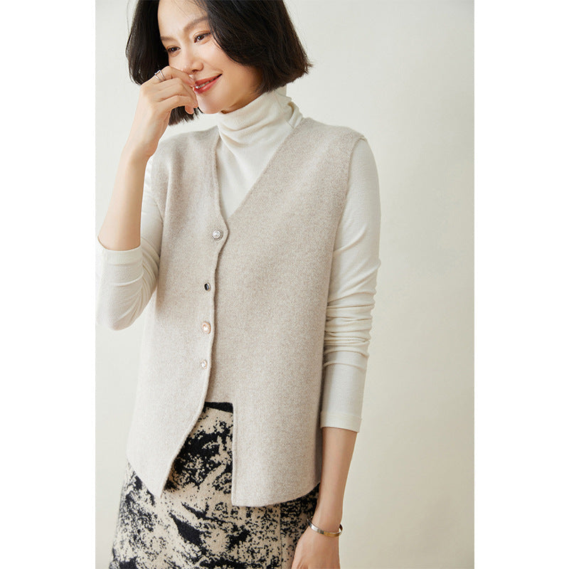 Gilet vintage en laine et cachemire avec détails boutonnés