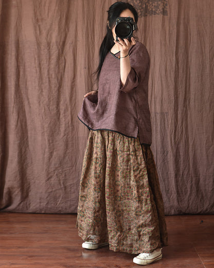 Vintage Bloom Maxi Skirt styled with ramie blouse — complete COANDMI look