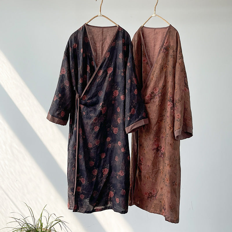 Robe kimono bohème fleurie