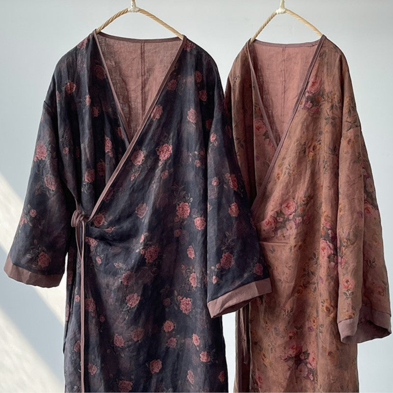 Robe kimono bohème fleurie
