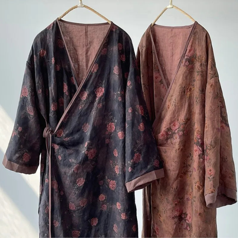 Robe kimono bohème fleurie