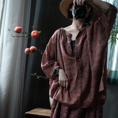 Faded Orchard Ramie Blouse