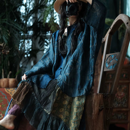 Vintage Ink Garden Linen Dress