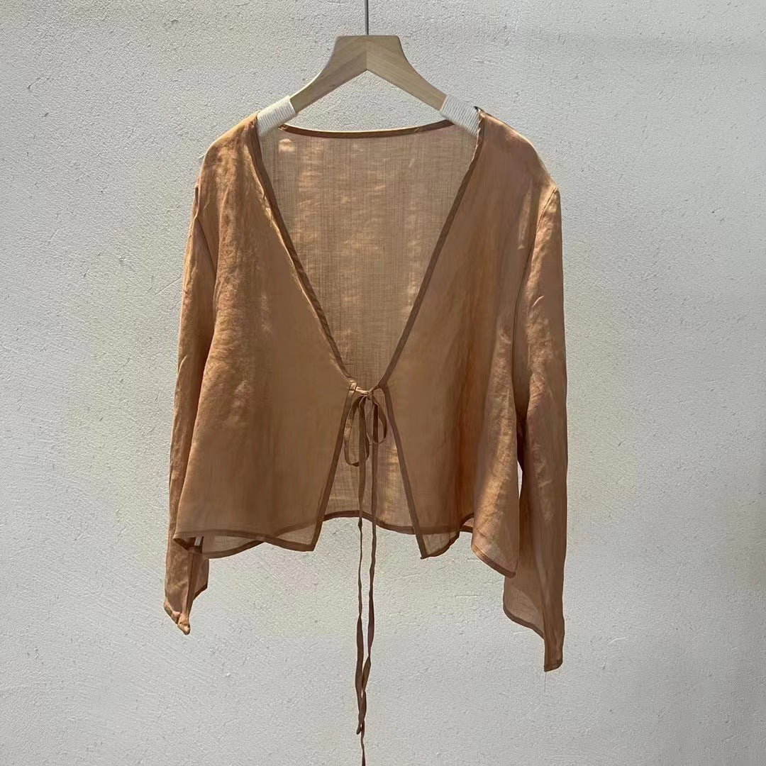 Chemisier en lin à nouer Rami