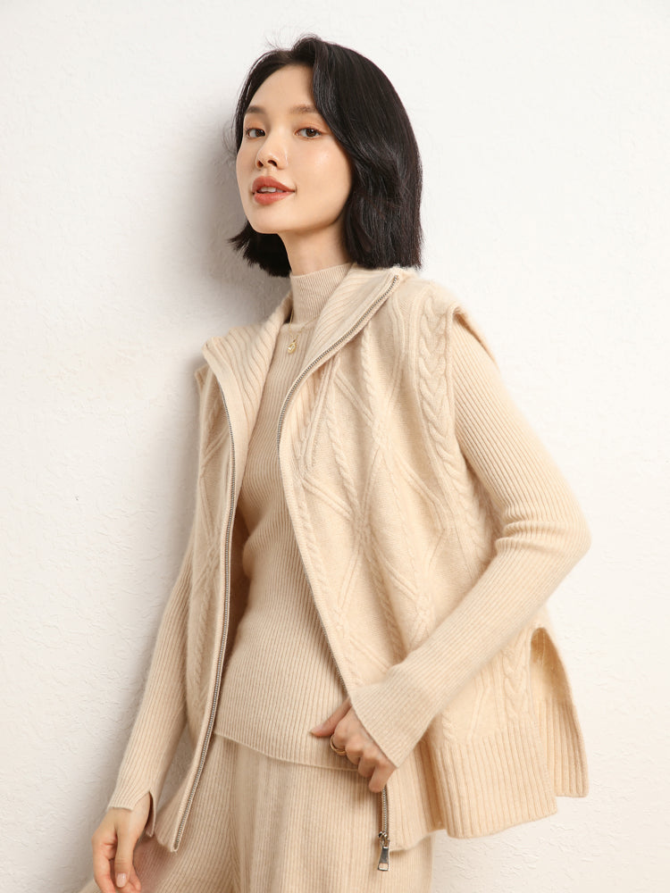 Gilet en tricot de laine et cachemire