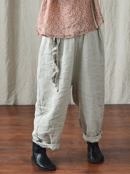 Pantalon ample en lin bohème