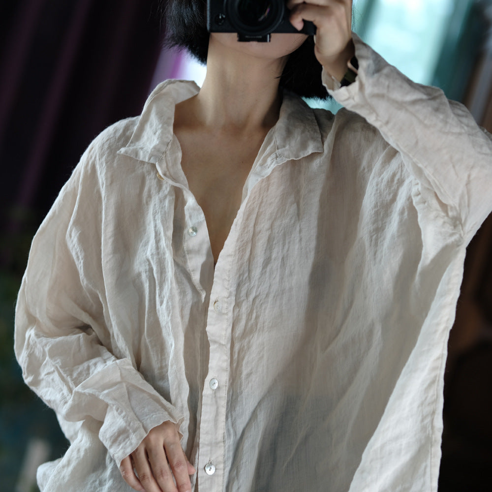 Chemise vintage surdimensionnée en lin