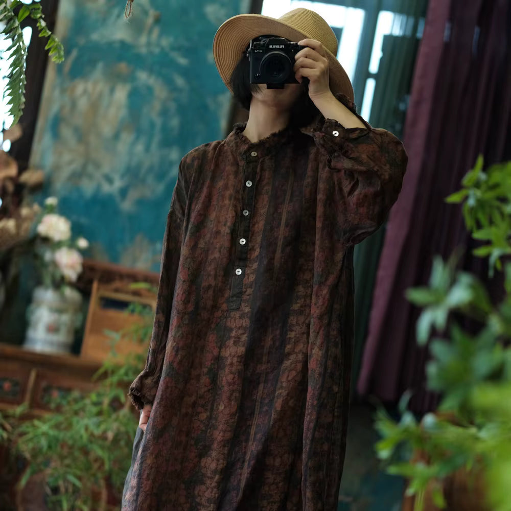 Ember Vintage Floral Linen Dress