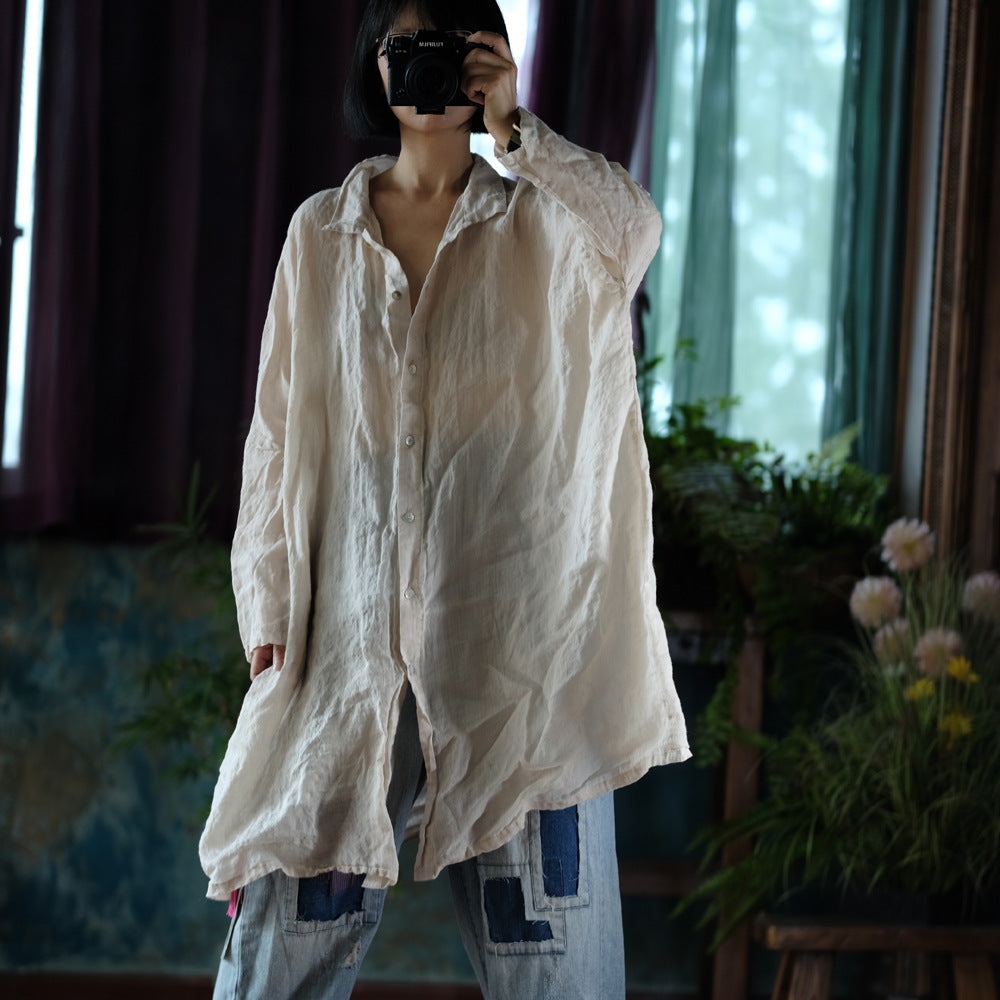 Chemise vintage surdimensionnée en lin