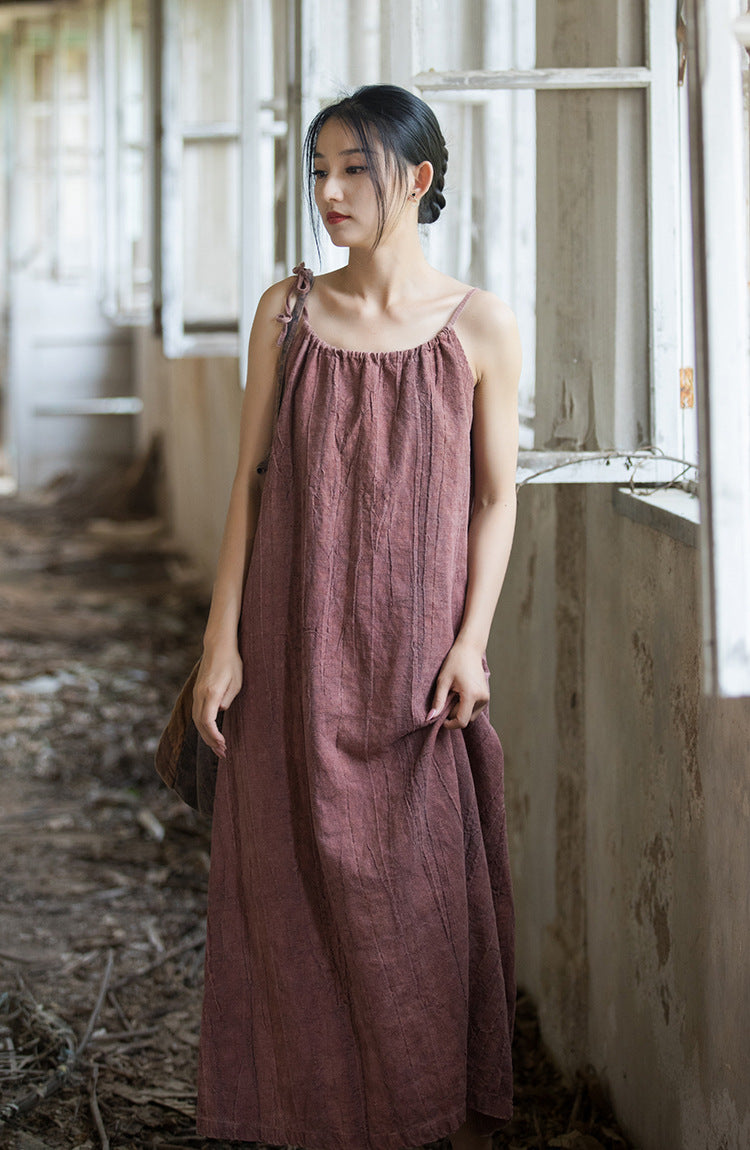 Robe bohème en lin ramie et brise